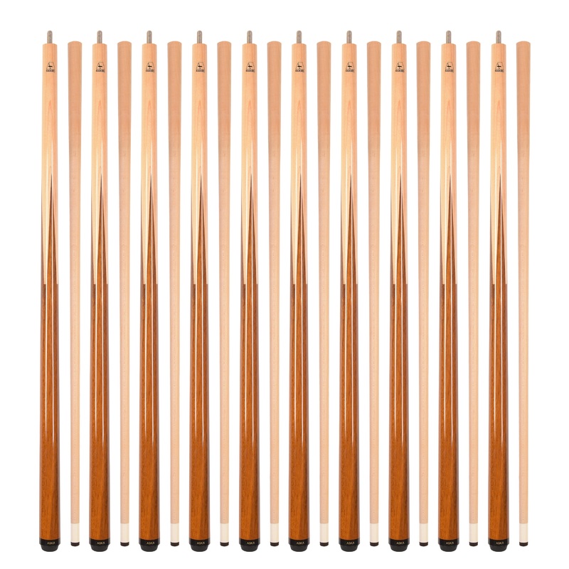 Set of 10 19-Ounce Aska SP1 Malaswood Sneaky Pete Billiard Pool Cue Sticks, 58" Hard Rock Canadian Maple, 13mm Hard LeatherTip, 2-Piece Construction. SP1S10
