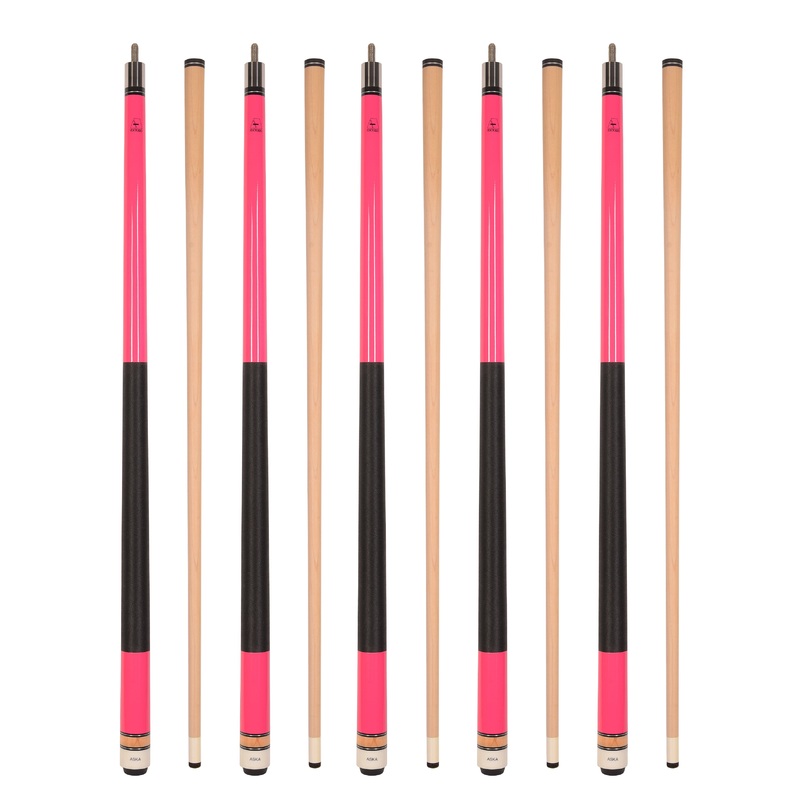 Set of 5 PINK Aska L2 Billiard Pool Cues, 58" Hard Rock Canadian Maple, 13mm Hard Tip, Mixed Weights, L2S5PNK