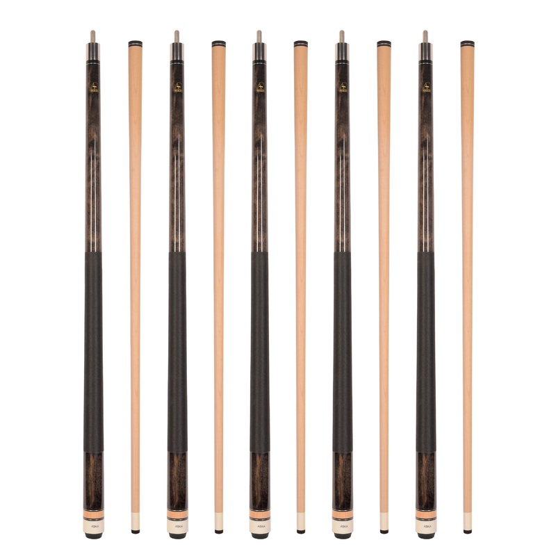Set of 5 Smoke Aska L2 Billiard Pool Cues, 58" Hard Rock Canadian Maple, 13mm Hard Tip, Mixed Weights, L2S5SM