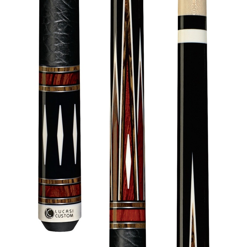 Lucasi Custom Midnight Black & Cocobolo/Bocote Cue with Embossed Leather Wrap (LZC39)