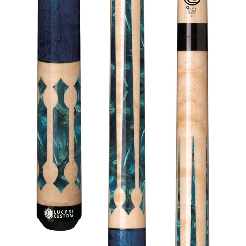 Lucasi Custom Natural Birdseye/Teal Stained Curly Maple Wrapless Cue (LZC22)