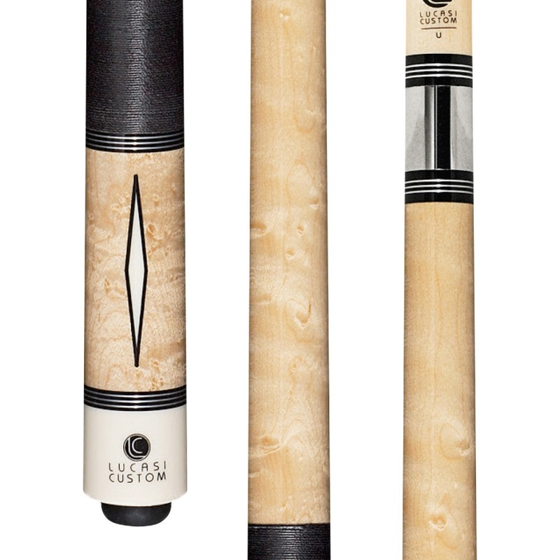 Lucasi Custom Natural Diamond Series Cue with Black/White Linen Wrap (LZD2)