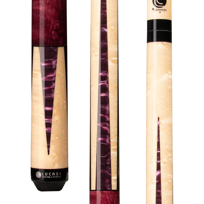 Lucasi Custom Purple Stained & Natural Super Birdseye Wrapless Cue (LZC17)
