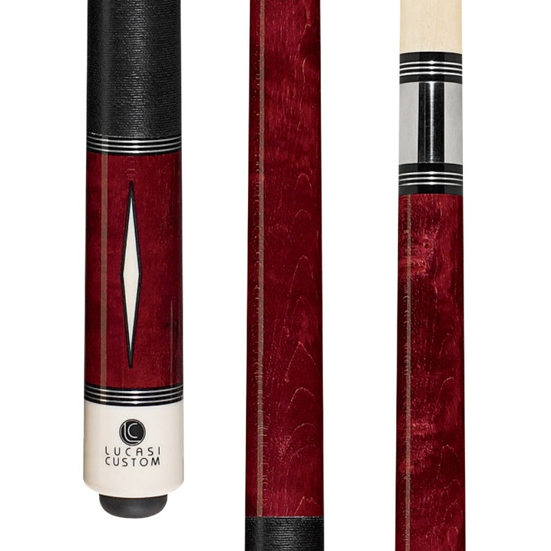Lucasi Custom Venetian Red Diamond Series Cue with Black Linen Wrap (LZD1)