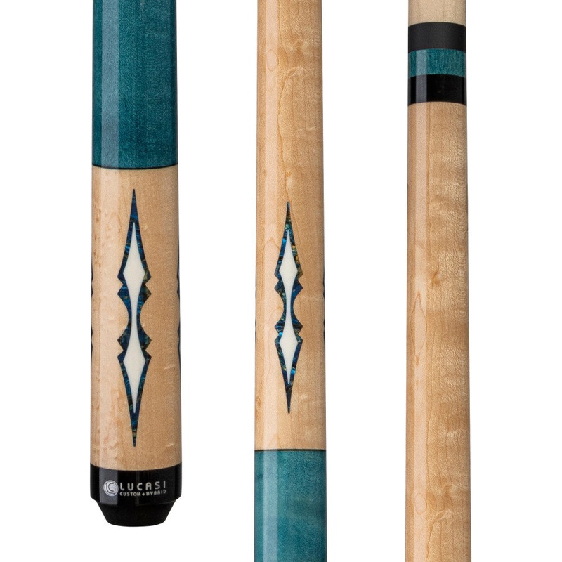 Lucasi Custom Walnut Birdseye & Aquamarine/Off-White Wrapless Cue (LZC59)