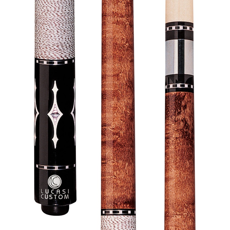 Lucasi Custom Walnut Stained Birdseye Maple with White/Brown Linen Wrap (LZE9)