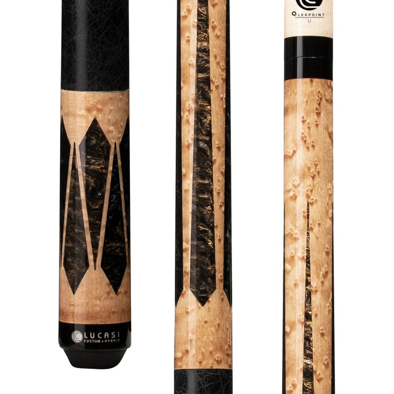 Lucasi Hybrid Brazilian Birdseye Maple Cue with Black Leather Wrap (LHLE8)