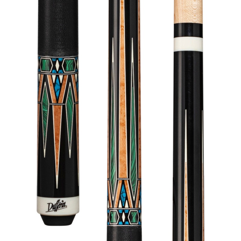 Dufferin Black & Green Malachite Cue with Black Linen Wrap (D-SE49)