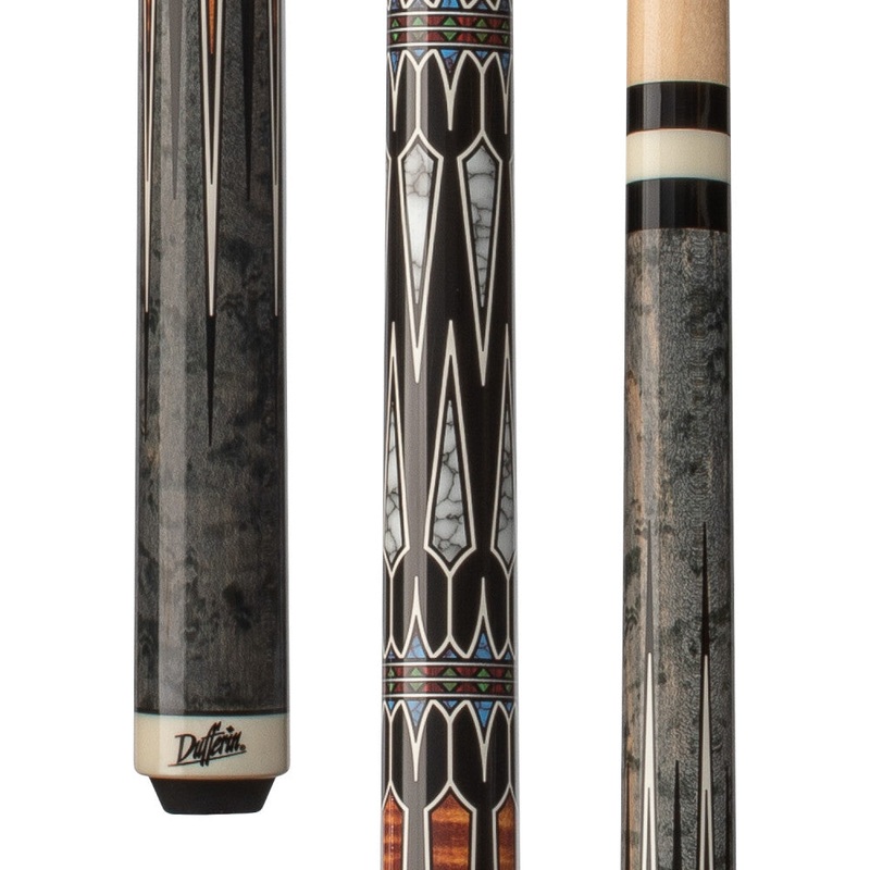 Dufferin Grey Birdseye & Curly Maple Cue with Embossed Leather Wrap (D-SE47)