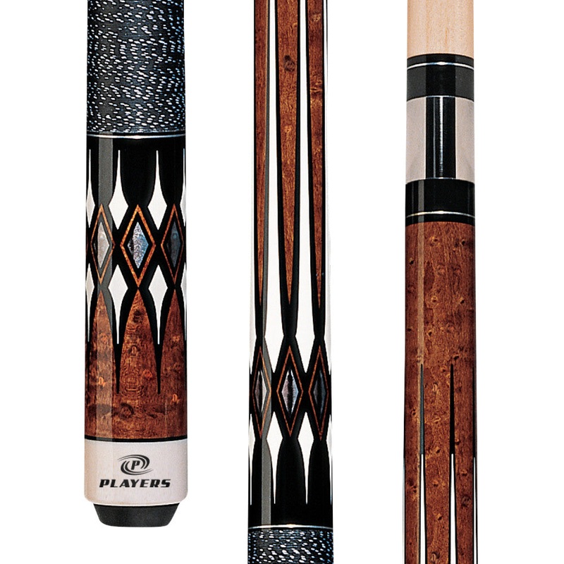 Players Antique Maple Curly & Black Cue with Black/White Linen Wrap (G-2252)