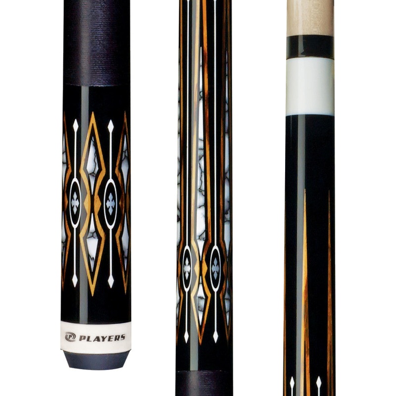 Players Black with White Recon Diamond Cue with Black Linen Wrap (G4135)