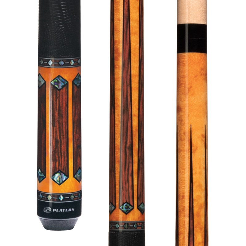 Players Gold Stain Maple & Cocobolo Cue with Embossed Leather Wrap (G4141)