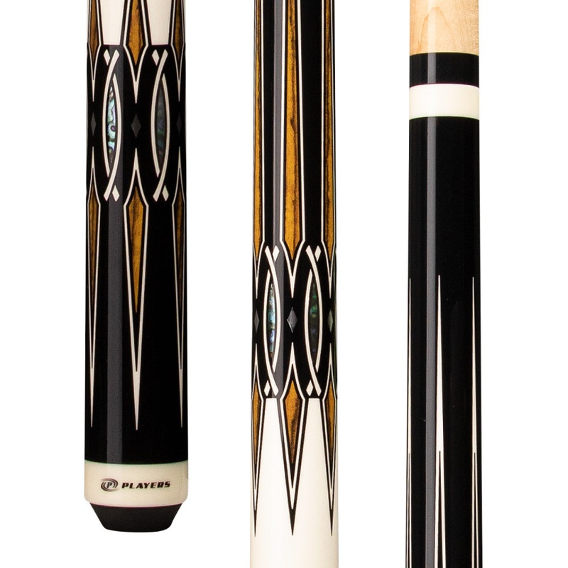 Players White Black & Abalone Wrapless Cue (E2332)