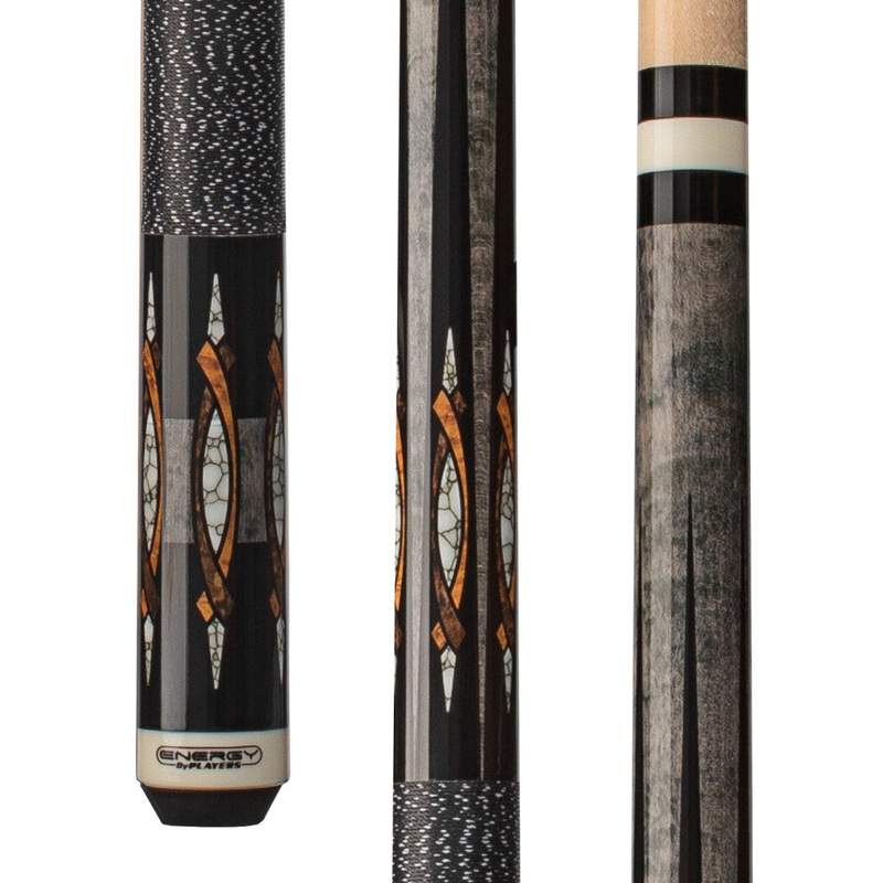 Energy By Players Grey Stained Maple Sneaky Pete Cue with Black/White Linen Wrap (HC18)