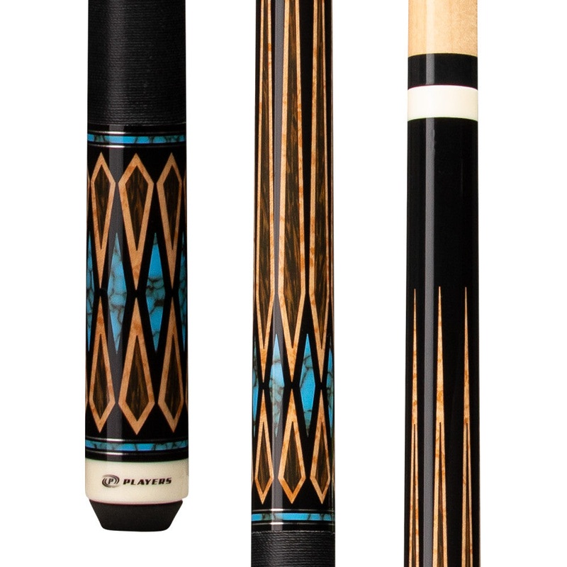 Players Black Palm & Blue Recon Cue with Black Linen Wrap (E2331)