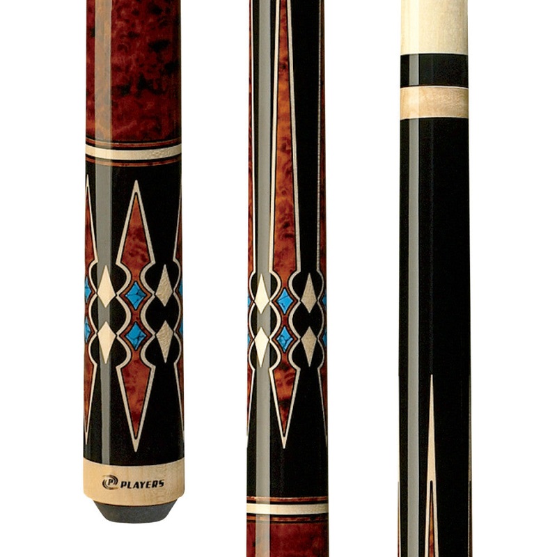 Players Cherry with Blue Recon Wrapless Cue (G-3395)
