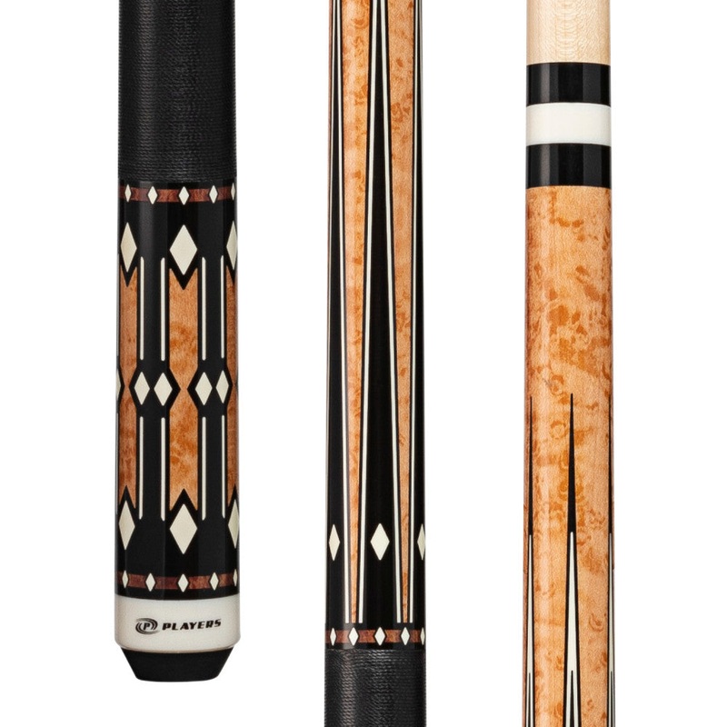 Players Light Coffee Birdseye & Imitation Bone Cue with Black Linen Wrap (G4142)