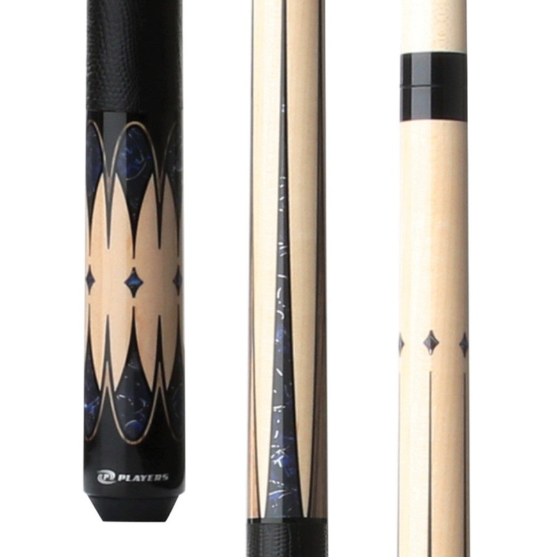 Players Natural Maple & Blue Stone Cue with Black Linen Wrap (G3403)