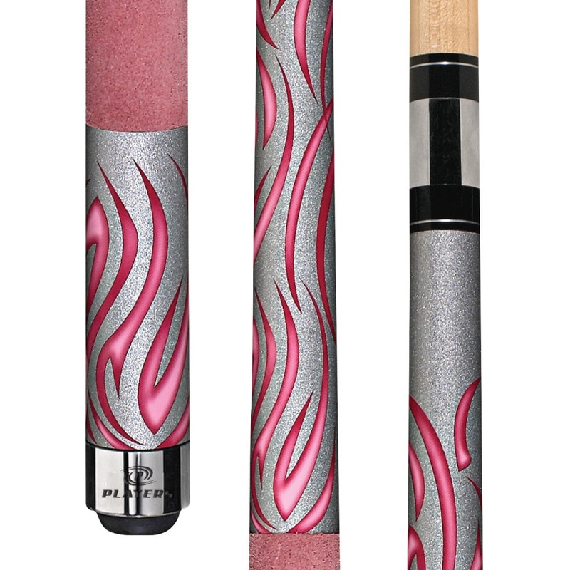Players Pink Flames Cue with Soft Suede Wrap (F-2780)