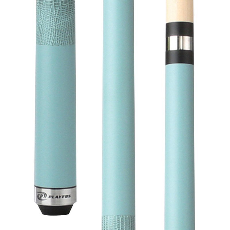 Players Sky Blue Matte Cue with Embossed Leather Wrap (C708)