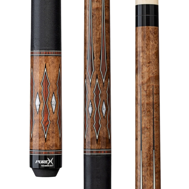 Pure X Coffee Stained Maple & Cocobolo/White Points Cue with Black Linen Wrap (HXTE17)