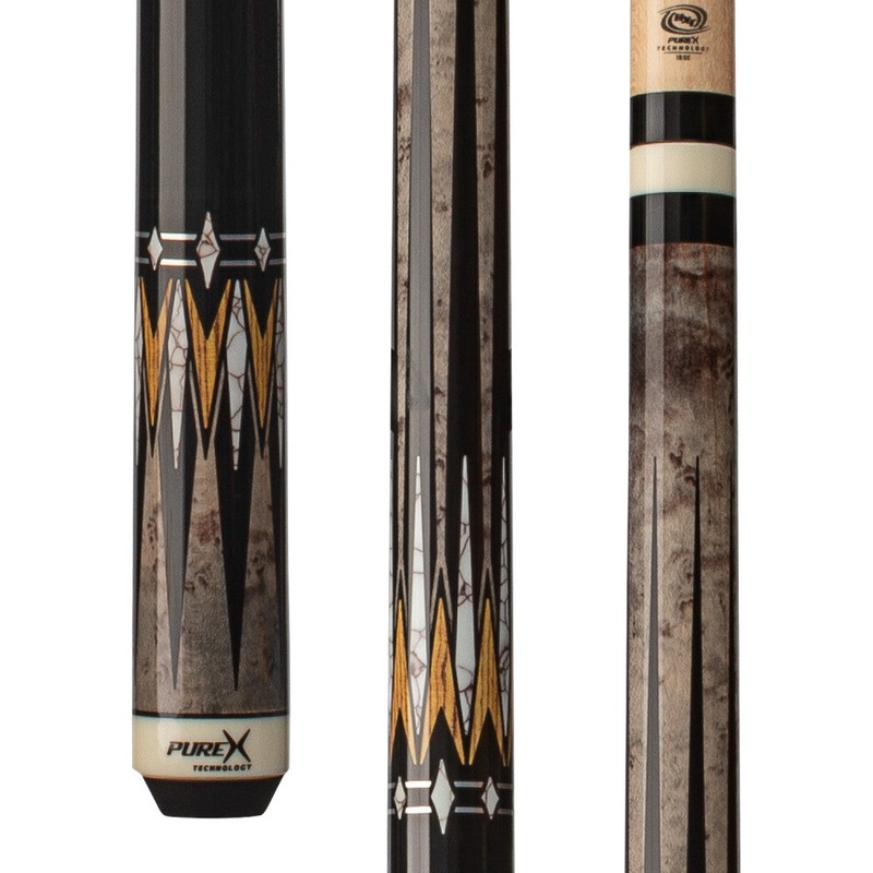 Pure X Grey Stain Birdseye Maple & Bocote Wrapless Cue (HXT101)