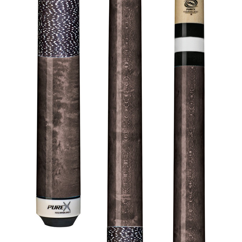 Pure X Grey Stained Birdseye Cue with Black/White Linen Wrap (HXTC12)