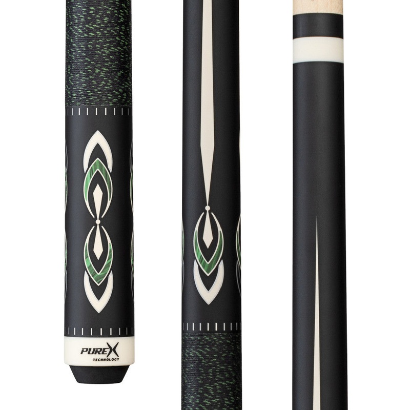 Pure X Matte Black & Malachite/White Cue with Black & Green Linen Wrap (HXT106)