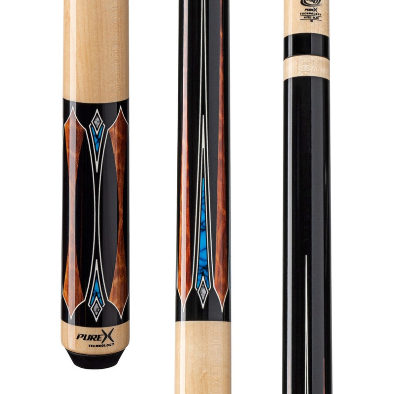 Pure X Midnight Black Apitong & Blue/White Recon Wrapless Cue (HXTE16)