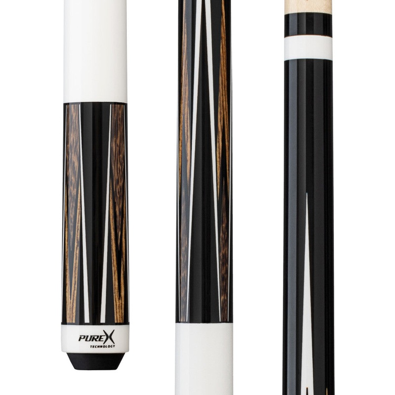 Pure X Midnight Black & Bocote/Black Palm Points Wrapless Cue (HXTE18)
