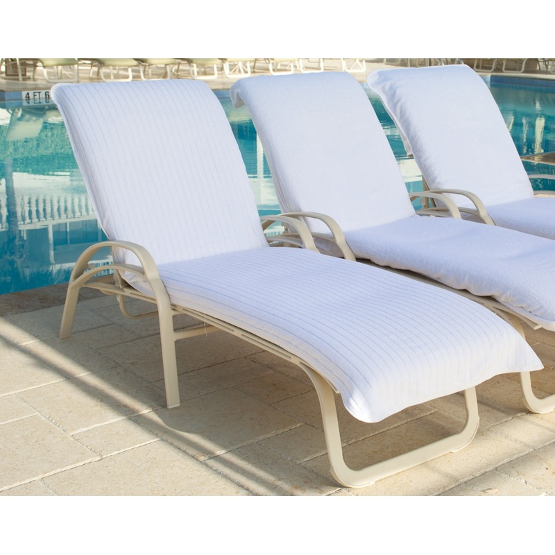 Fattowels Fitted, Velour Stripe Terry Cloth Chaise Lounge Cover with Optional Embroidery
