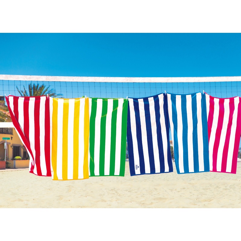 FatTowels - Premium Cabana Stripe, Velour Beach Towel in Vibrant Colors - 35"x60"