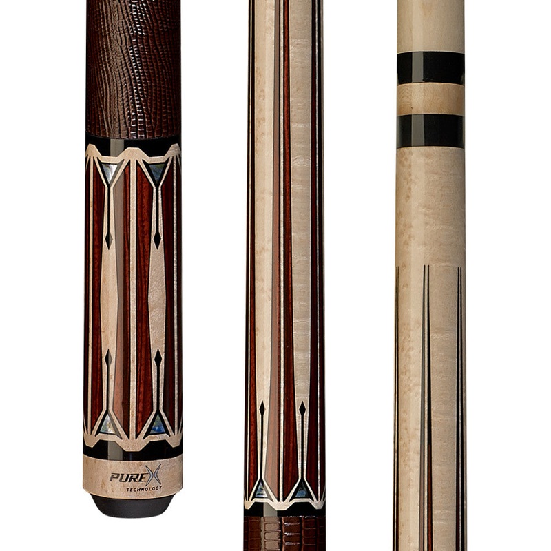 Pure X Natural Birdseye/Black Palm & Mother of Pearl with Brown Embossed Leather Wrap (HXTE4)