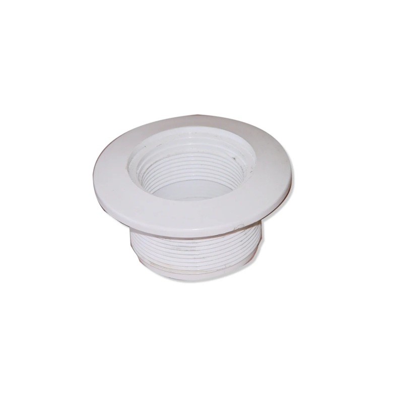 Afras FIP Inlet/Outlet Fitting with Brass Locknut for Vinyl Fiberglass, Steel, Wood and Fiber Panel Pools - 1-1/2" White ABS