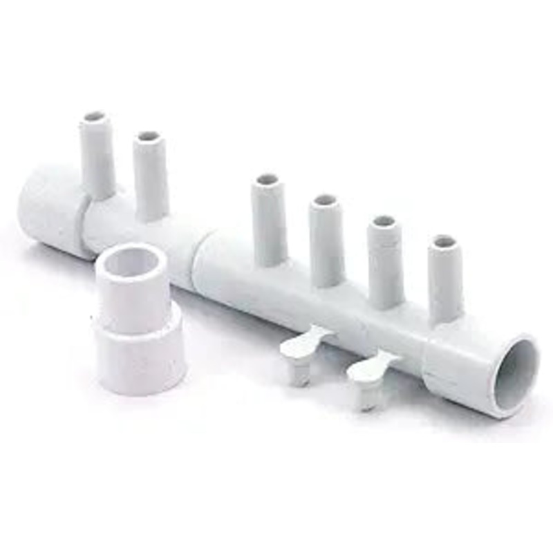 Manifold 1/2" S x 1/2" S x (6) 3/8" Barb
