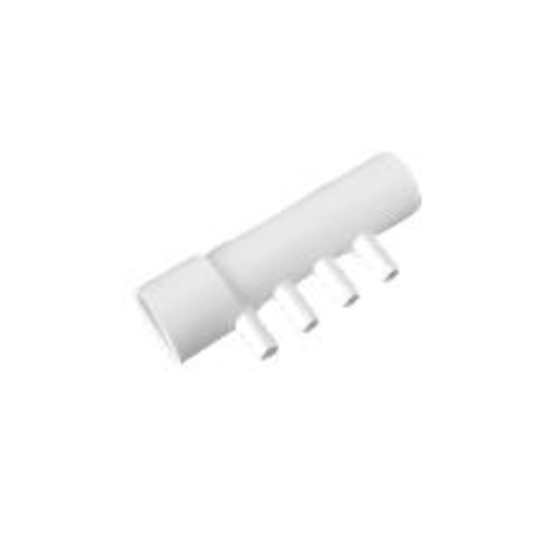 Manifold 1" slip x 1" spigot with (4) 3/8" ribbed barb ports