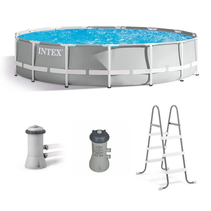 15 ft. x 42 in. Round Prism Frame Above Ground Swimming Pool Set & Pool Filter Pump