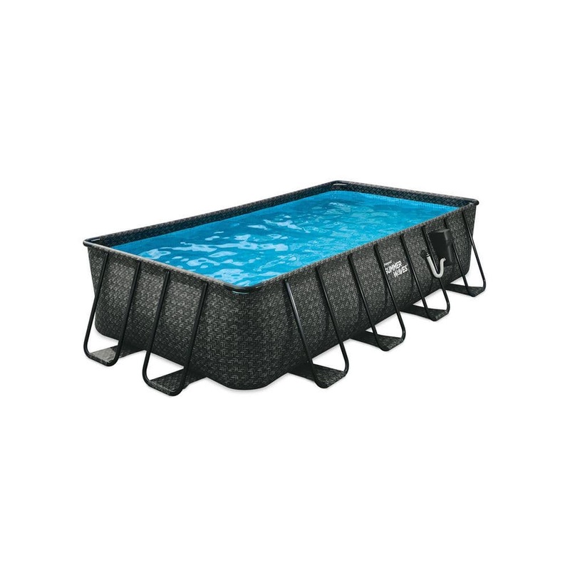 16 ft. Long Dark Herringbone Print Elite Frame Rectangular Pool