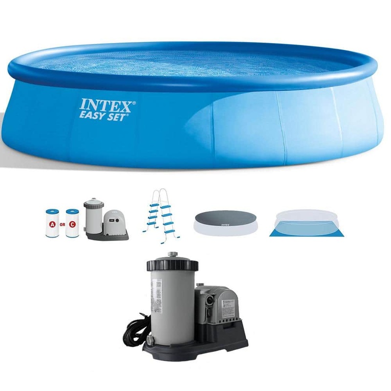 18 ft. Round 48 in. D Inflatable Pool and 2500 GPH Cartridge Filter Pump, 5455 Gallons Capacity