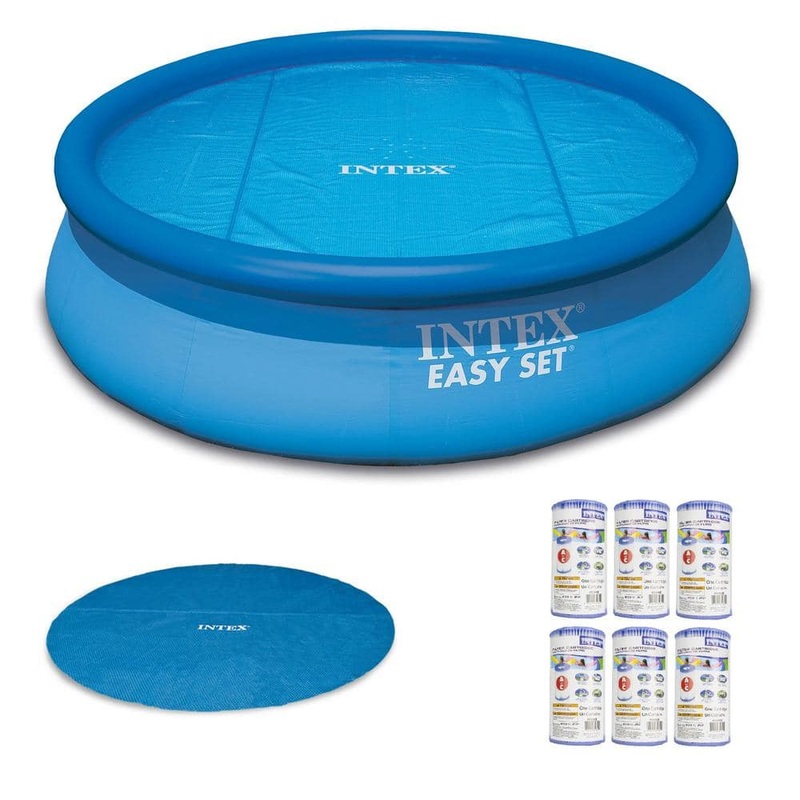 18 ft. x 216 in. Round Inflatable Pool, Solar Pool Cover and Type A Filter (6-Pack)