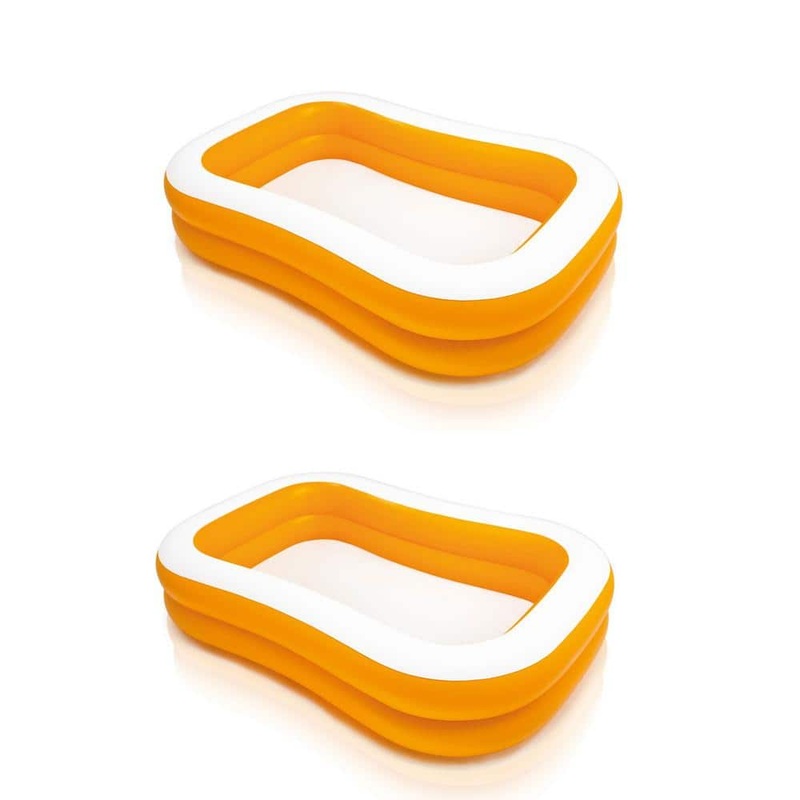 90 in. x 58 in. x 18 in. D Rectangular Outdoor Inflatable Family and Kid Swimming Pool Swim Center, Orange (2-Pack)