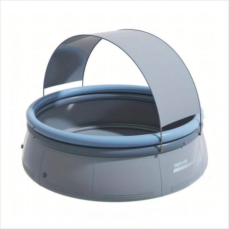 Gray Outdoor 118.11 in. W x 25.98 in. D Round PVC Frame Inflatable Pool for Kids and Adults, Garden Yard