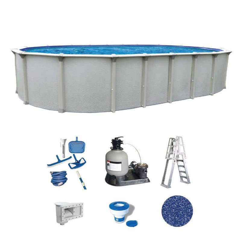 Huntington 18 ft. x 33 ft. Oval 54 in. Deep Above Ground Hard Sided Standard Pool Package