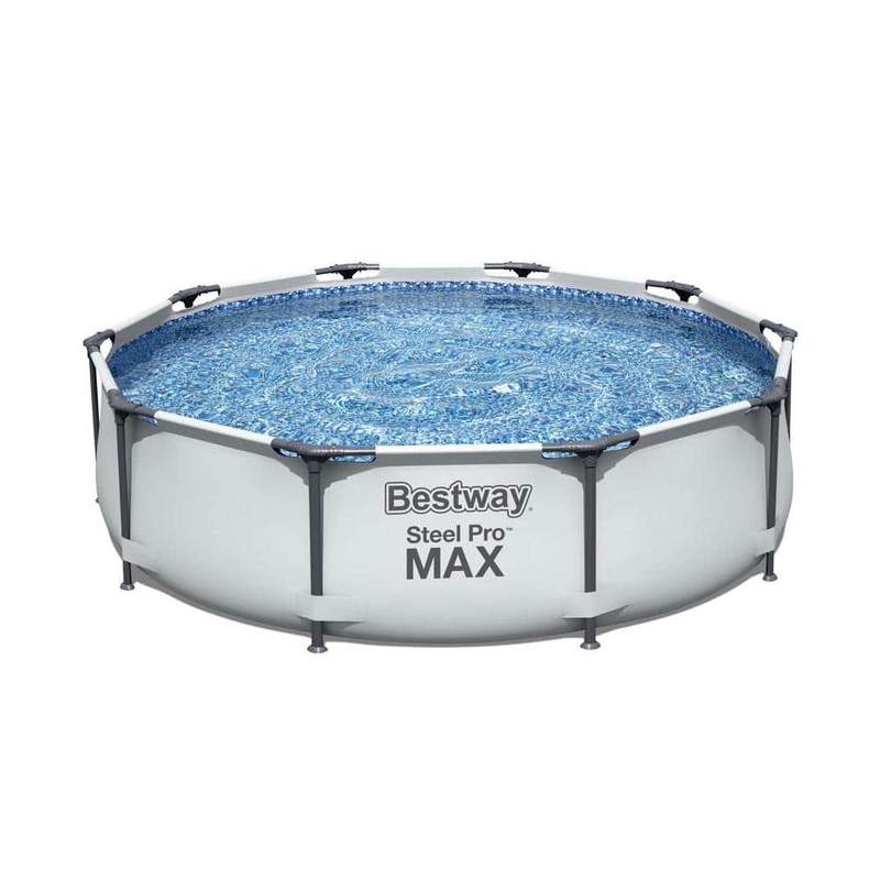 10 ft. Round 30 in. D Steel Pro Hard Side Frame Above Ground Family Swimming Pool Set