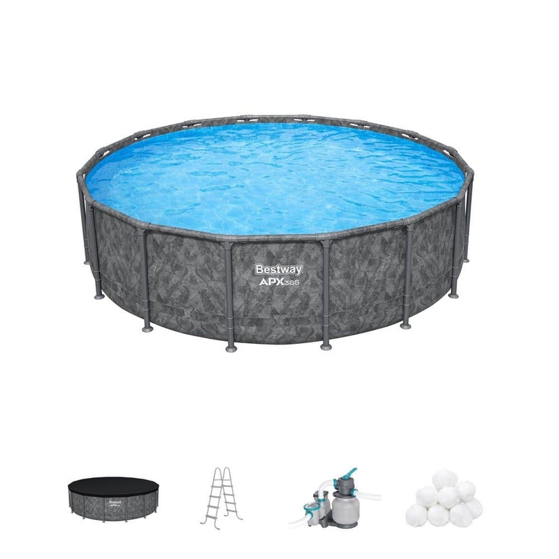 APX 365 16 ft. x 48 in. Round Above Ground Swimming Pool Set w/ Pump and Ladder