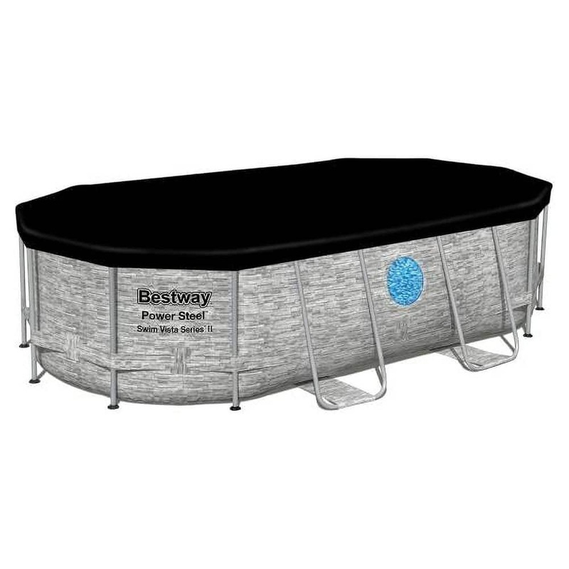 Swim Vista 14 ft. x 8 ft. 2 in. x Oval 39.5 in. Deep Above Ground Swimming Pool Set, Rectangle