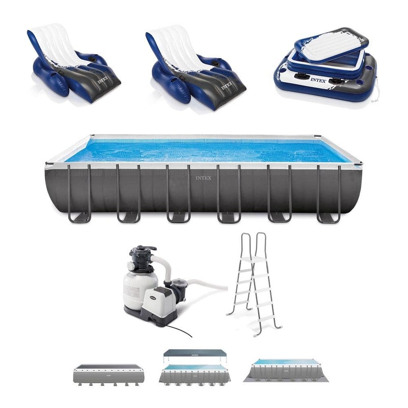 Ultra XTR 24 ft. x 12 ft. Rectangular 52 in. Deep Hard Sided Above Ground Pool Set with 2-Pack of Floats and Cooler