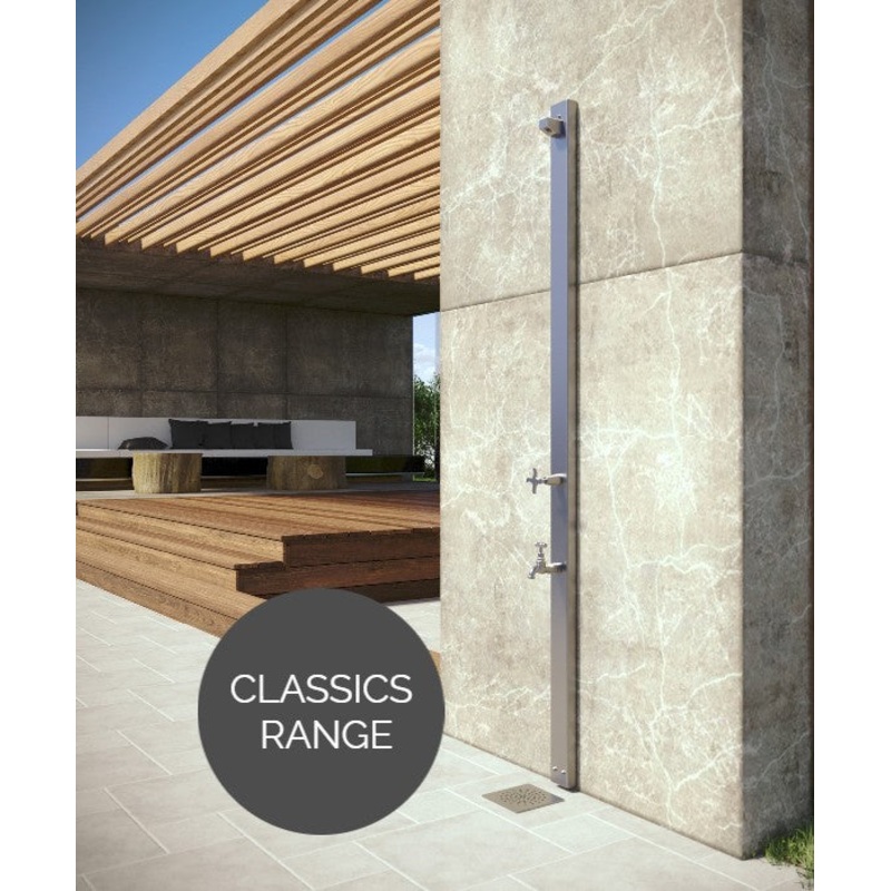 Rainware Outdoor Shower - Aussie Wall 2202 - Cold Shower + Cold Footwash Wall Mounted