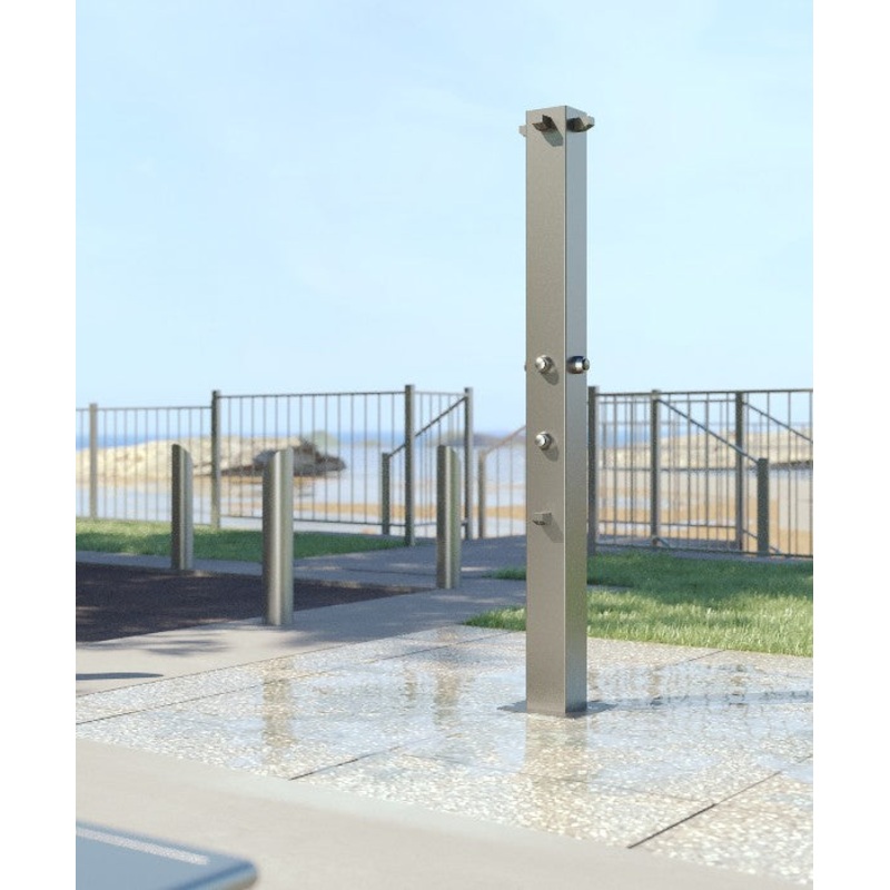 Rainware Outdoor Shower - Beach Quartet 5045 Quad Shower & Double Footwash - Time Flow