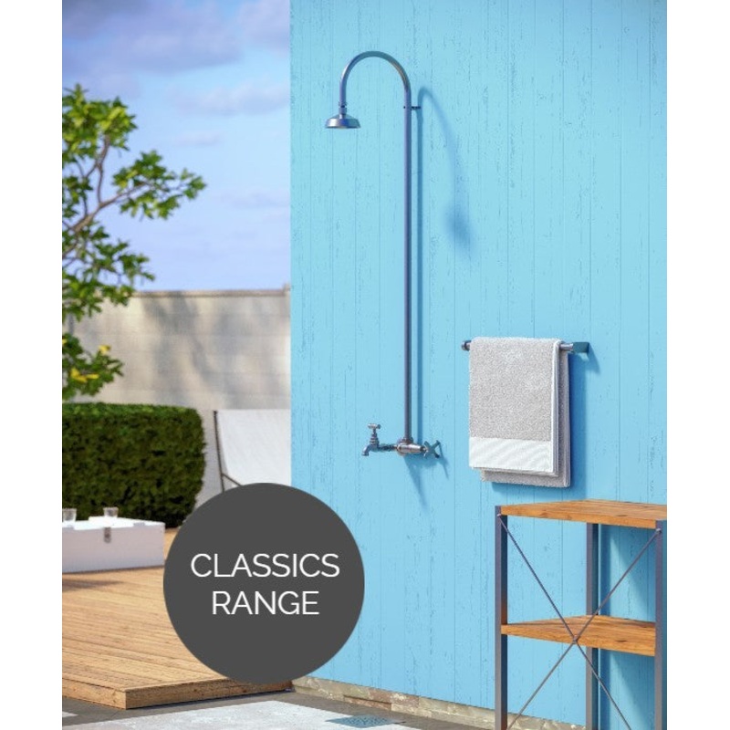 Rainware Outdoor Shower - Bribie 2002 - Cold Shower + Hose Tap/Footwash Wall Mounted